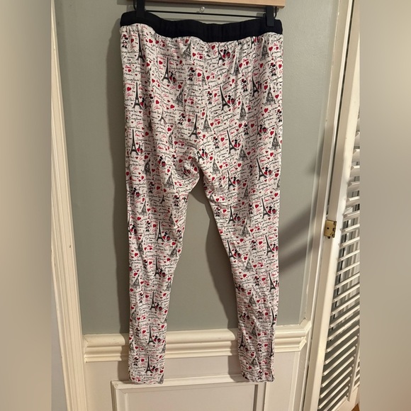 (Like New)Disneyland Paris Women's Heart Print Mickey Mouse Pajama Pants - Picture 2 of 6